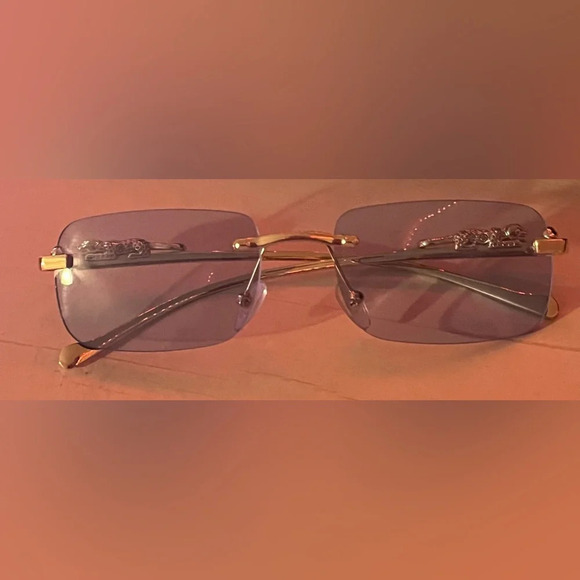 Men’s cheetah / leopard blue & gold sunglasses - Picture 1 of 8